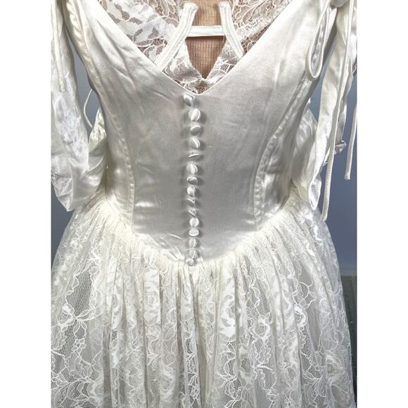 FOR LOVE & LEMONS Vera Lace Off the Shoulder White Maxi Bridal Gown Size S - Picture 10 of 16